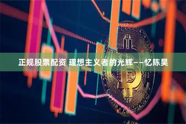 正规股票配资 理想主义者的光辉——忆陈昊
